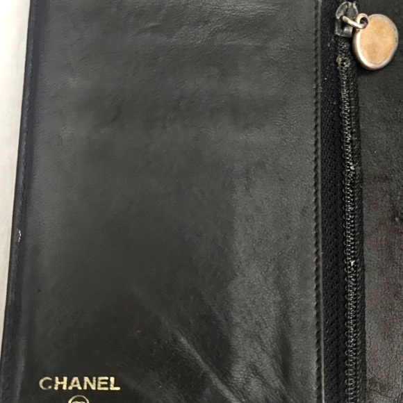 Authentic Chanel Black Lambskin Wallet On Silver Chain Vintage - Picture 5 of 10